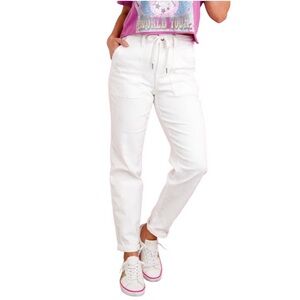 Judy Blue High Waist Cuffed Denim Joggers Size 14w White